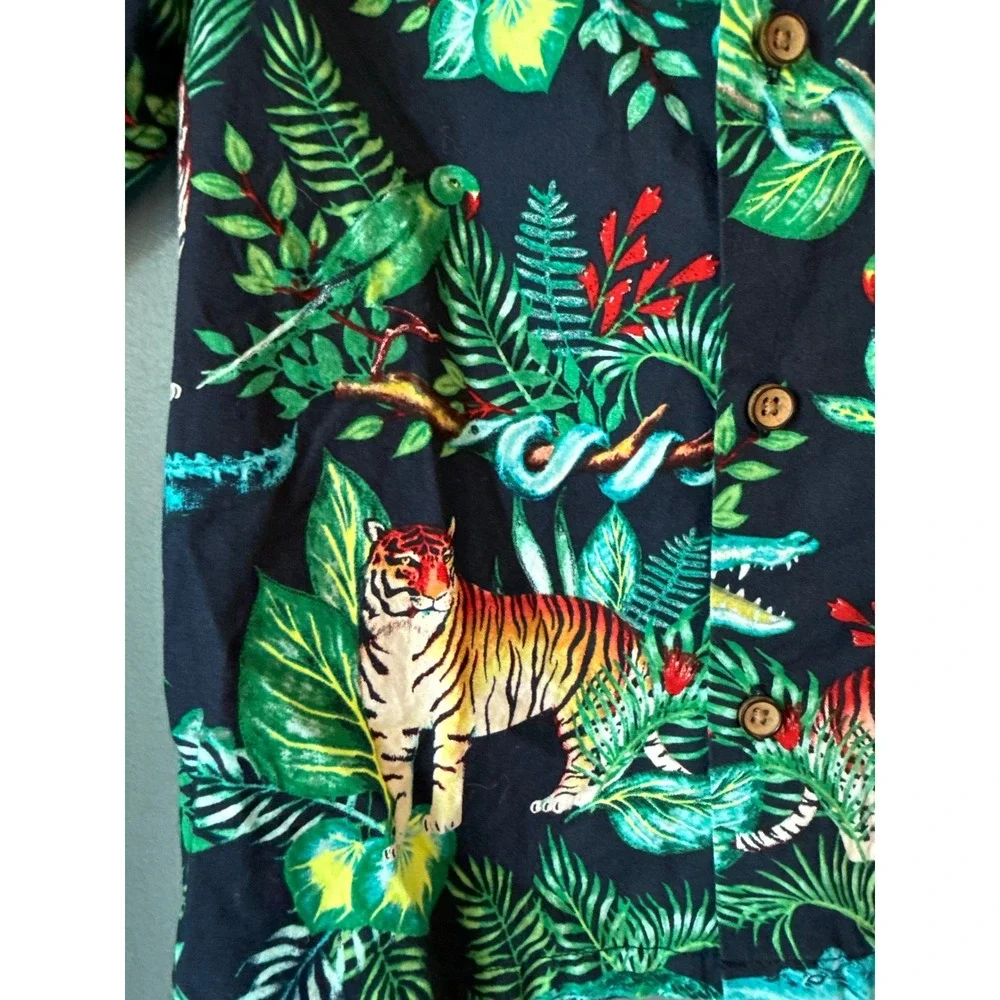 The Children's Place Boys‎ Jungle Tiger Crocodile Tropical Button Down Shirt 5/6